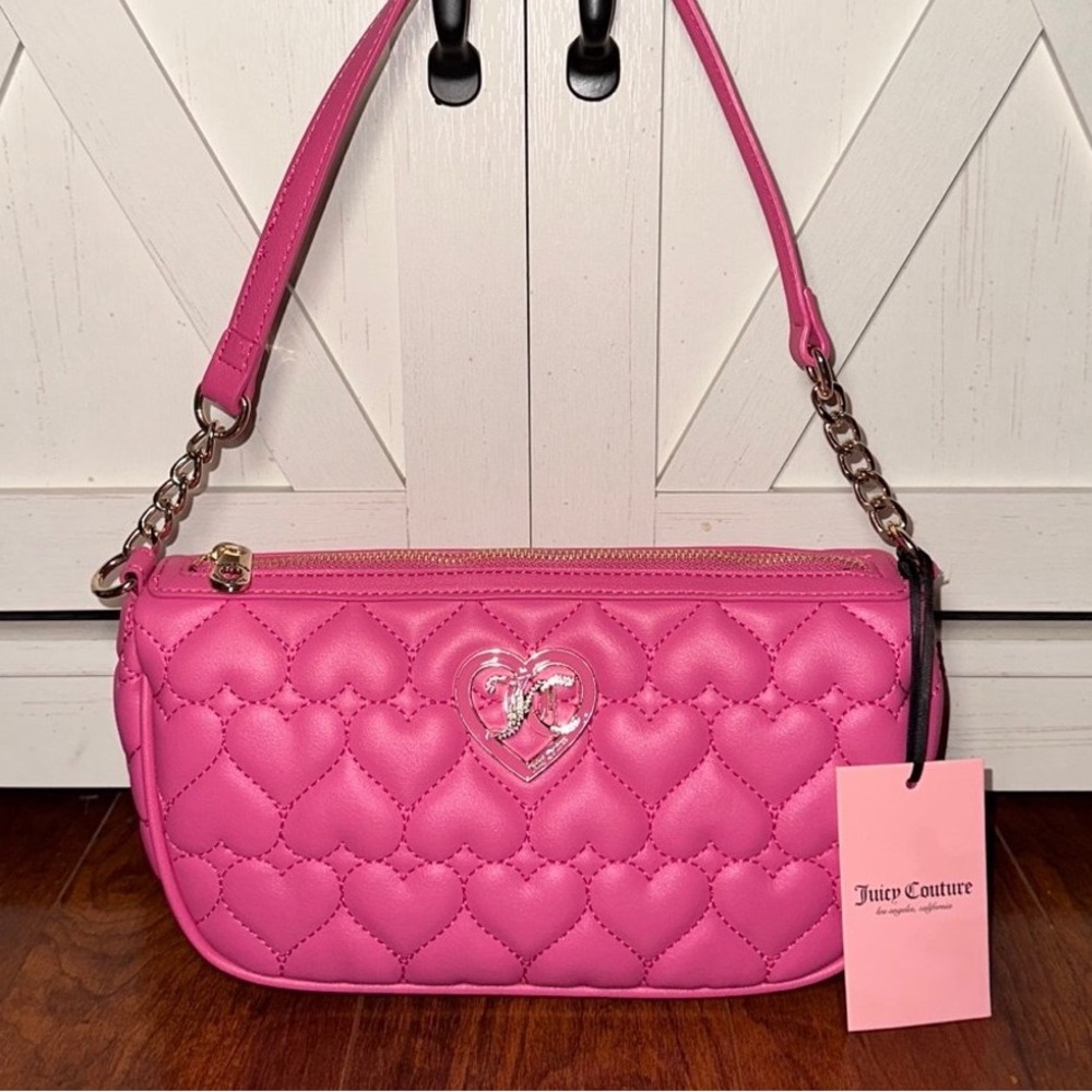 Juicy Couture Flawless Shoulder Bag Heart Quilted Pink